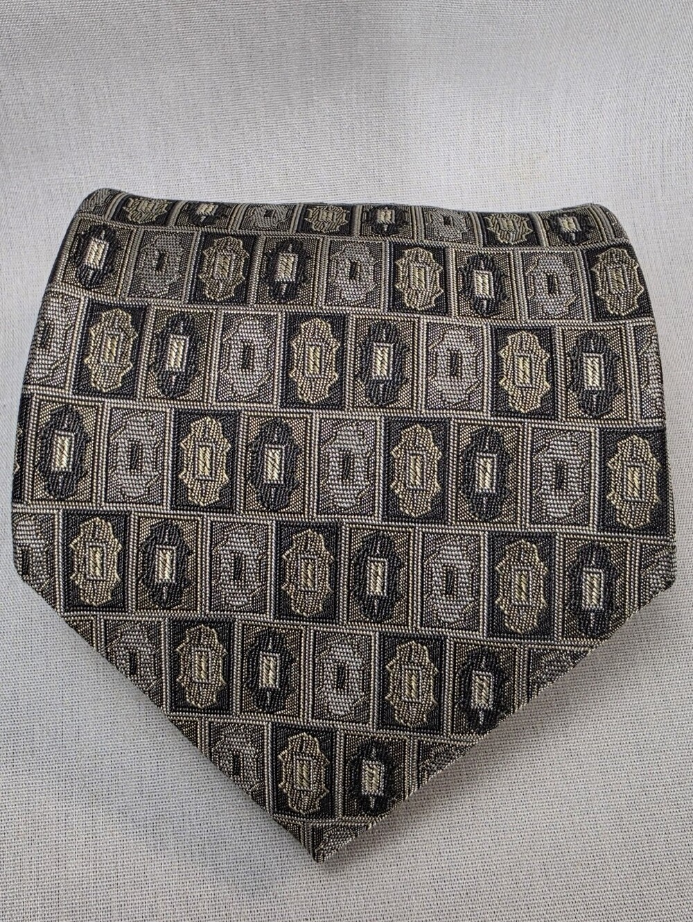Robert Talbott Gray and Gold Geometric Men's Tie
